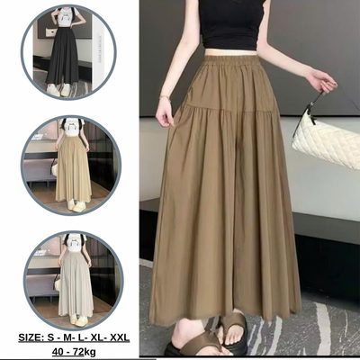 Quần Giả Váy Dài Ống Rộng Nhún 2 Tầng Cạp Chun [ HÀNG MAY KỸ...